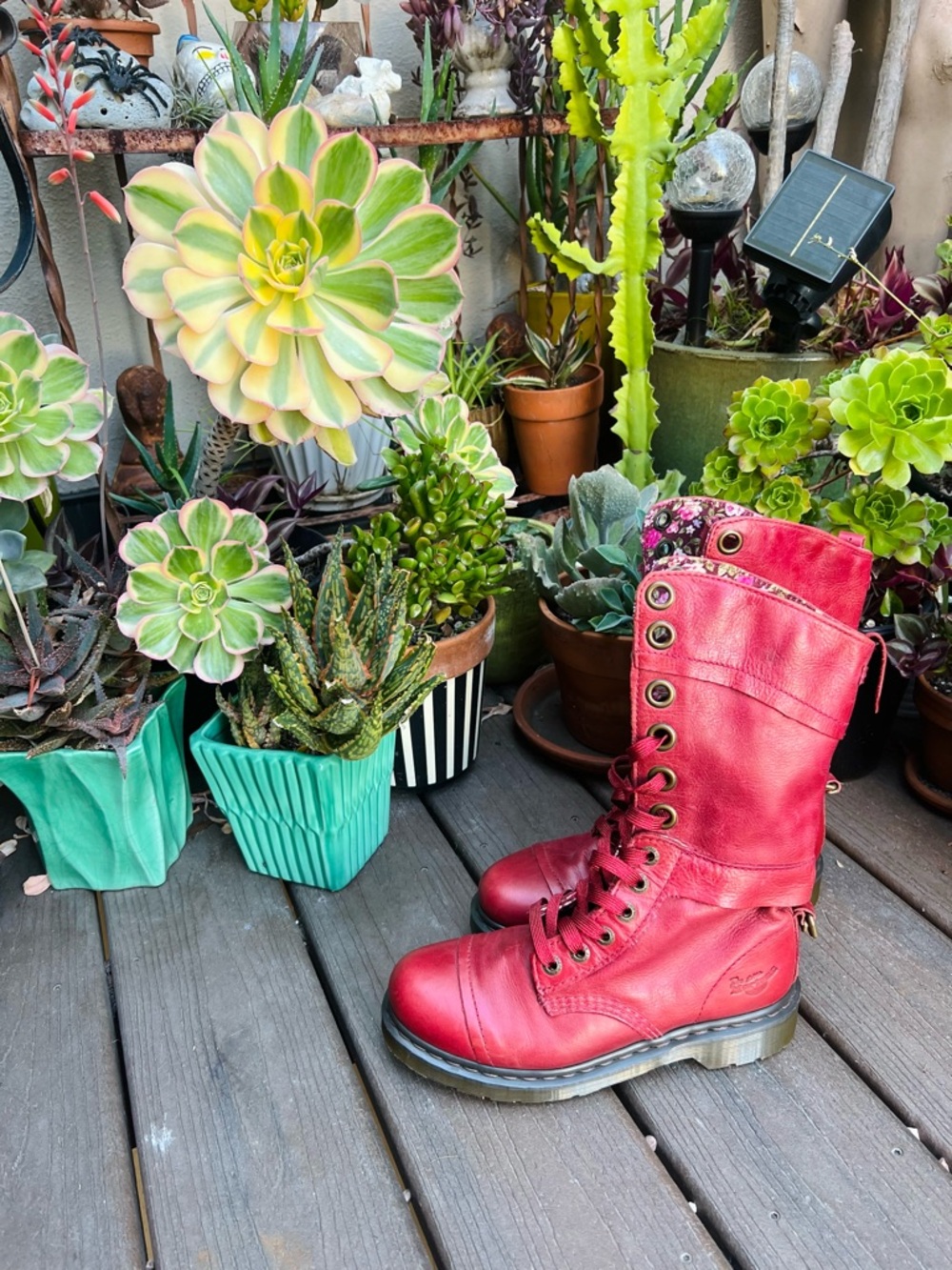 🍒RARE! Dr. Martens Triumph Red Leather Lace-Up Combat Boots